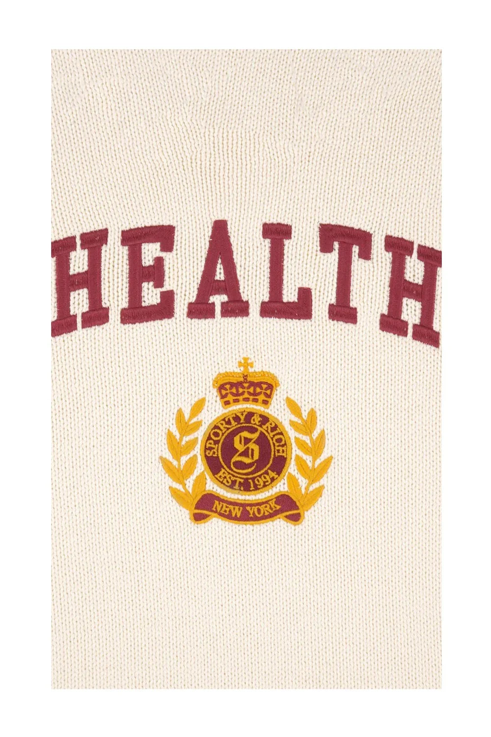 SPORTY & RICH NY Health Crest Knitted Sweater | Cream-3