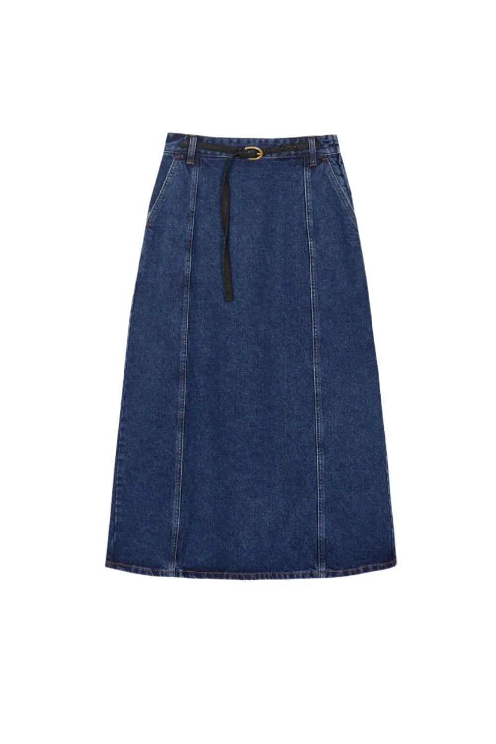 EENK Zania Belted Maxi Denim Skirt