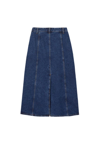 Zania Belted Maxi Denim Skirt