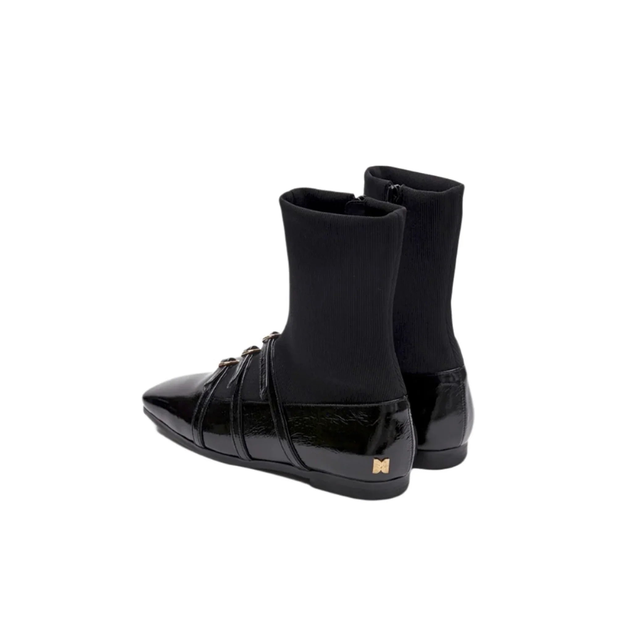 EENK Zania Triple Buckle Square Toe Flat Boots-3