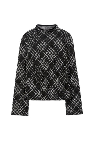 Zolly Mockneck Check Knit Pullover