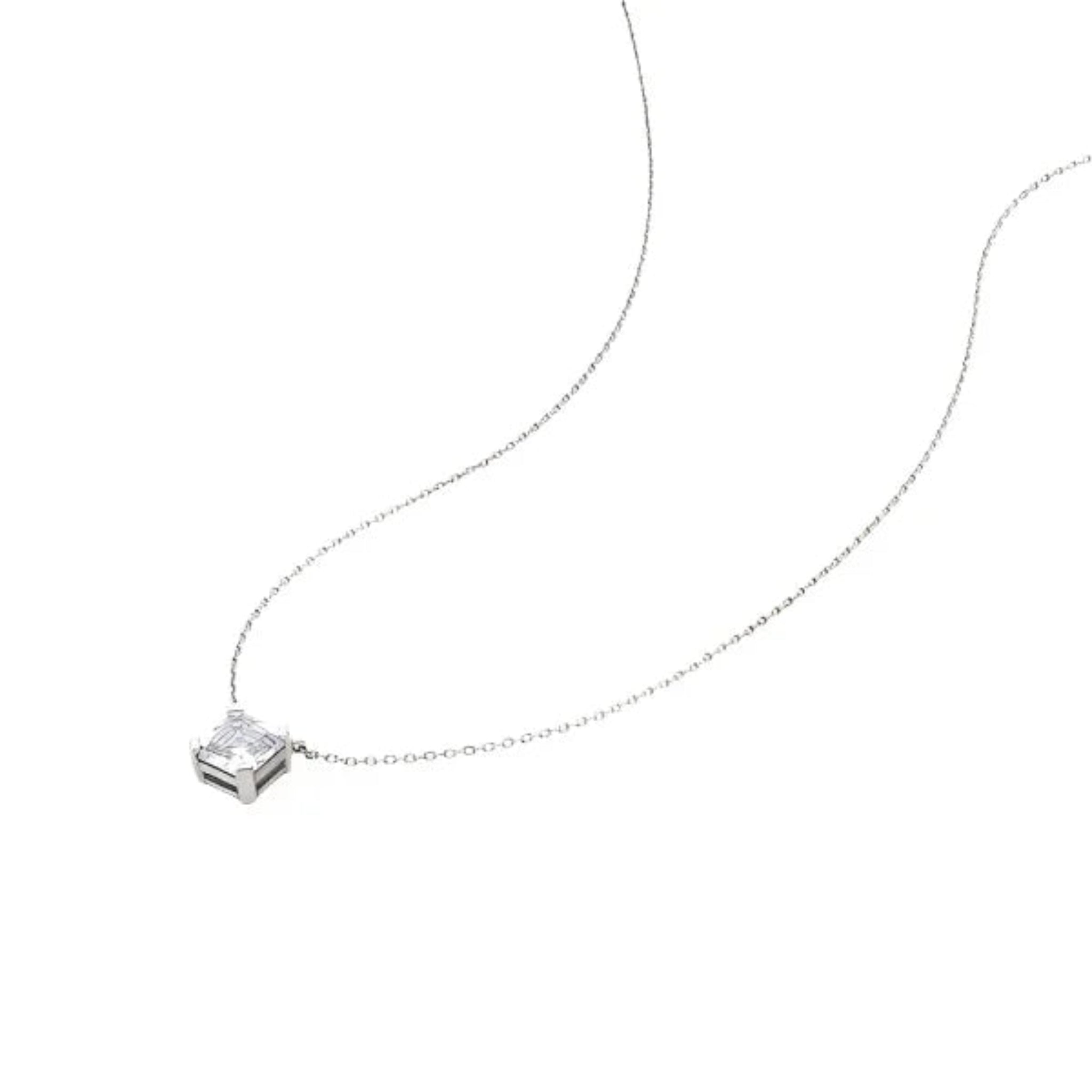 MSGRN Asscher Stud Necklace Rhodium plated 925 Silver-2