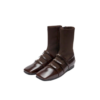 Zania Triple Buckle Square Toe Flat Boots