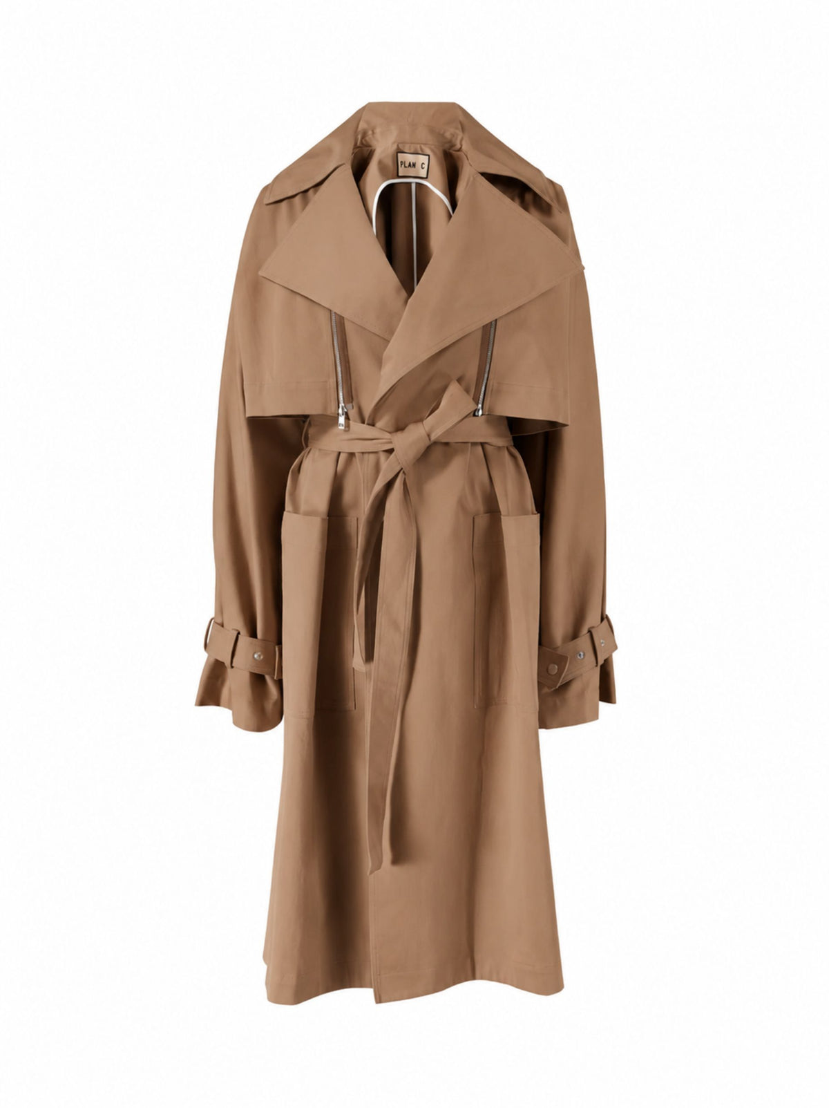 PLAN C Cotton Trench Coat | Caramel