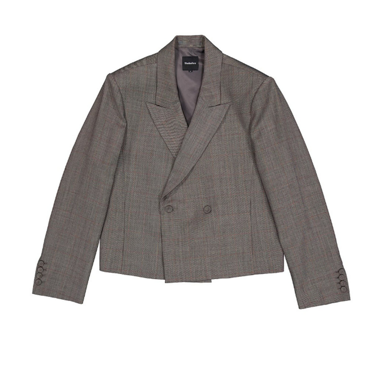 Double Peaked Crop Jacket - Red Check
