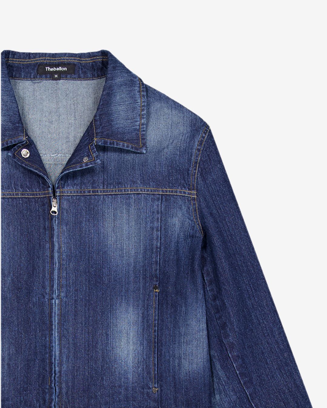 Theballon Open Collar Denim Jacket-3