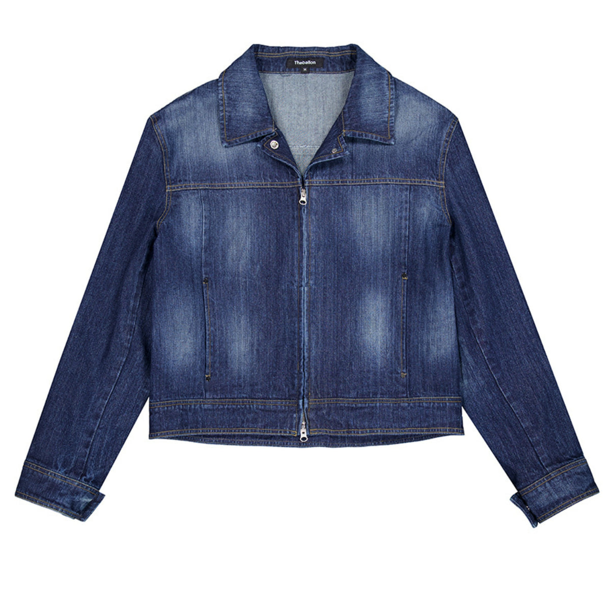 Open Collar Denim Jacket - Indigo