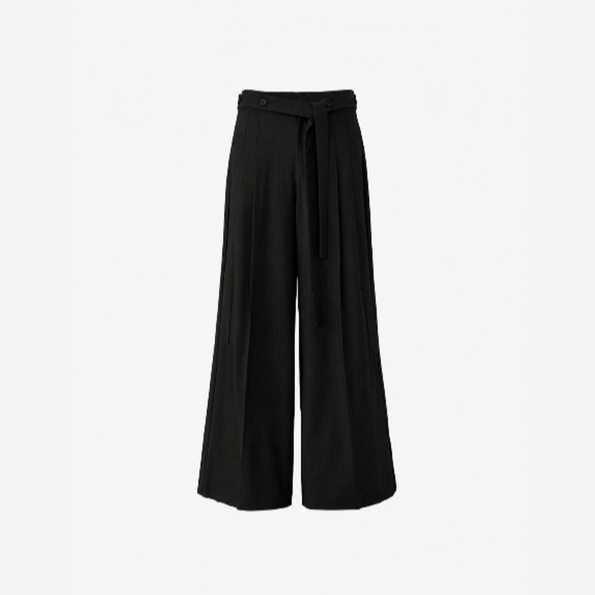 Two Tuck Belted Wide Pants - Gray