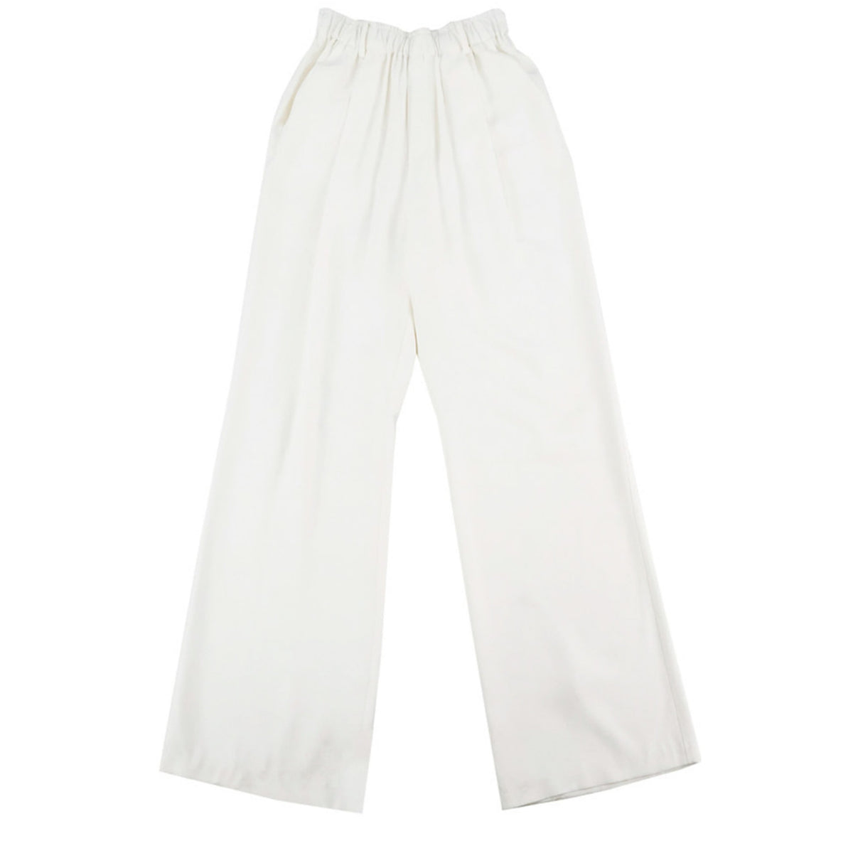 Banding Drape Wide Pants - White