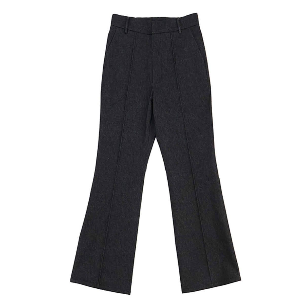 Denim Pintuck Flare Pants - Black