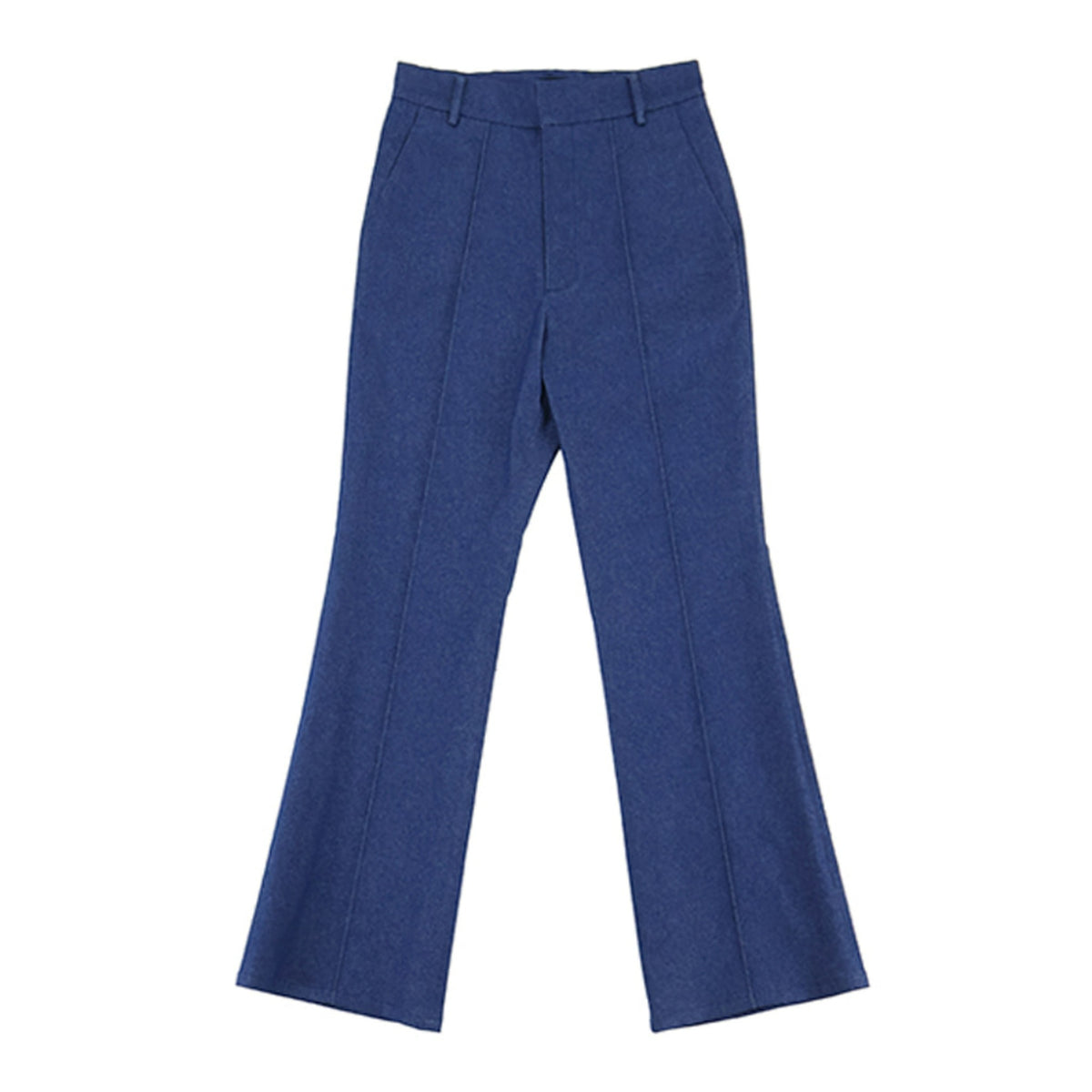 Denim Pintuck Flare Pants - Indigo