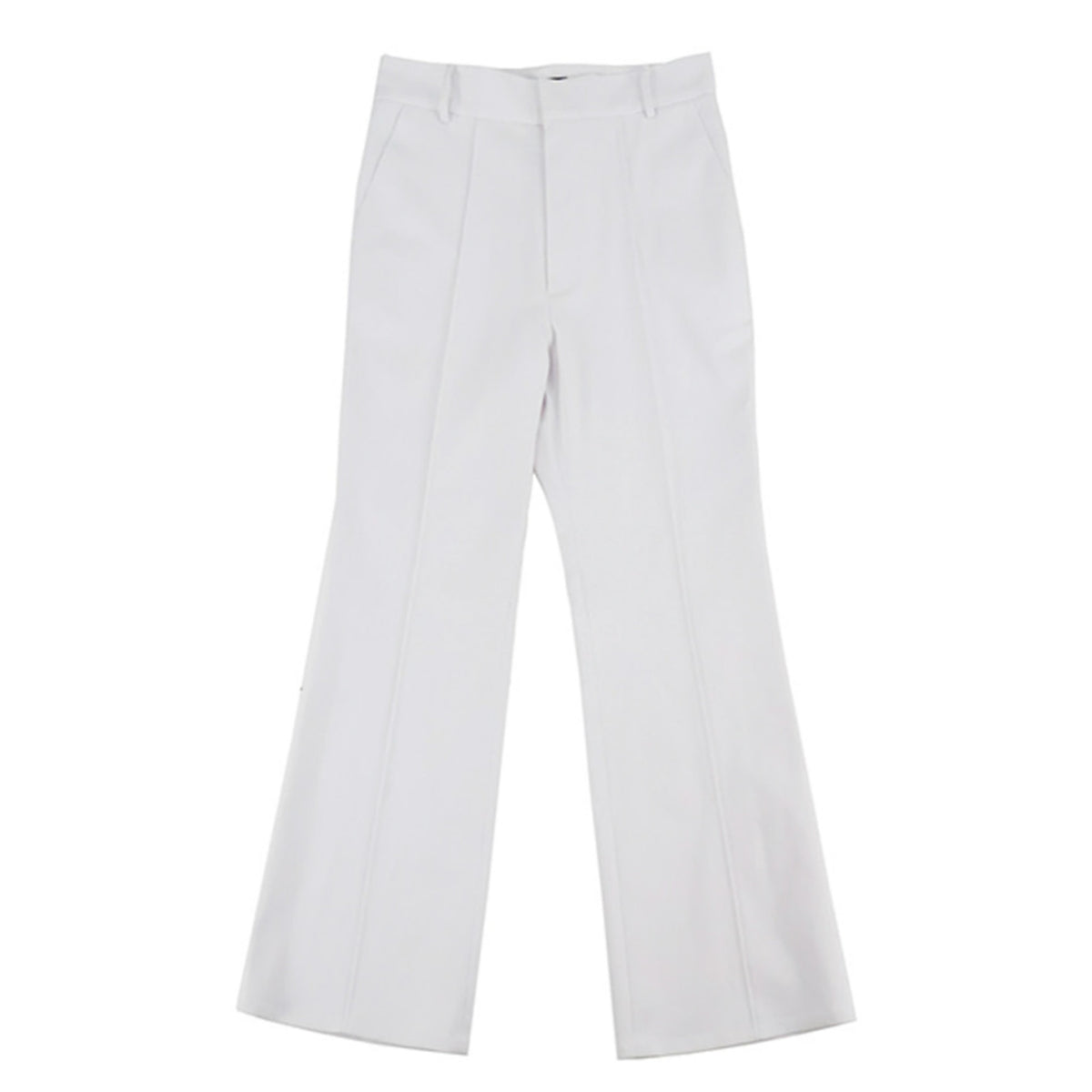 Denim Pintuck Flare Pants - White