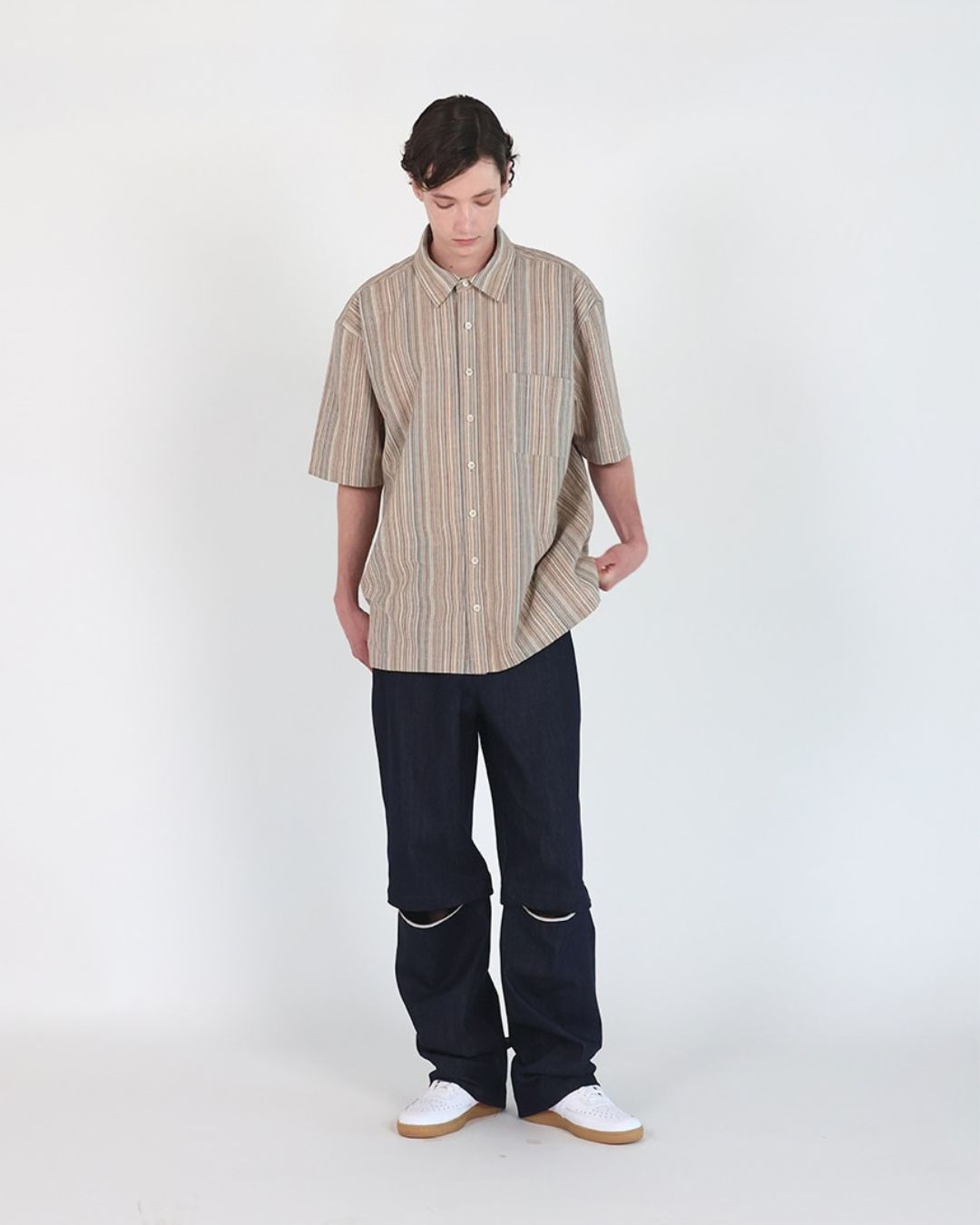 Theballon Ethnic Stripe Half Shirt