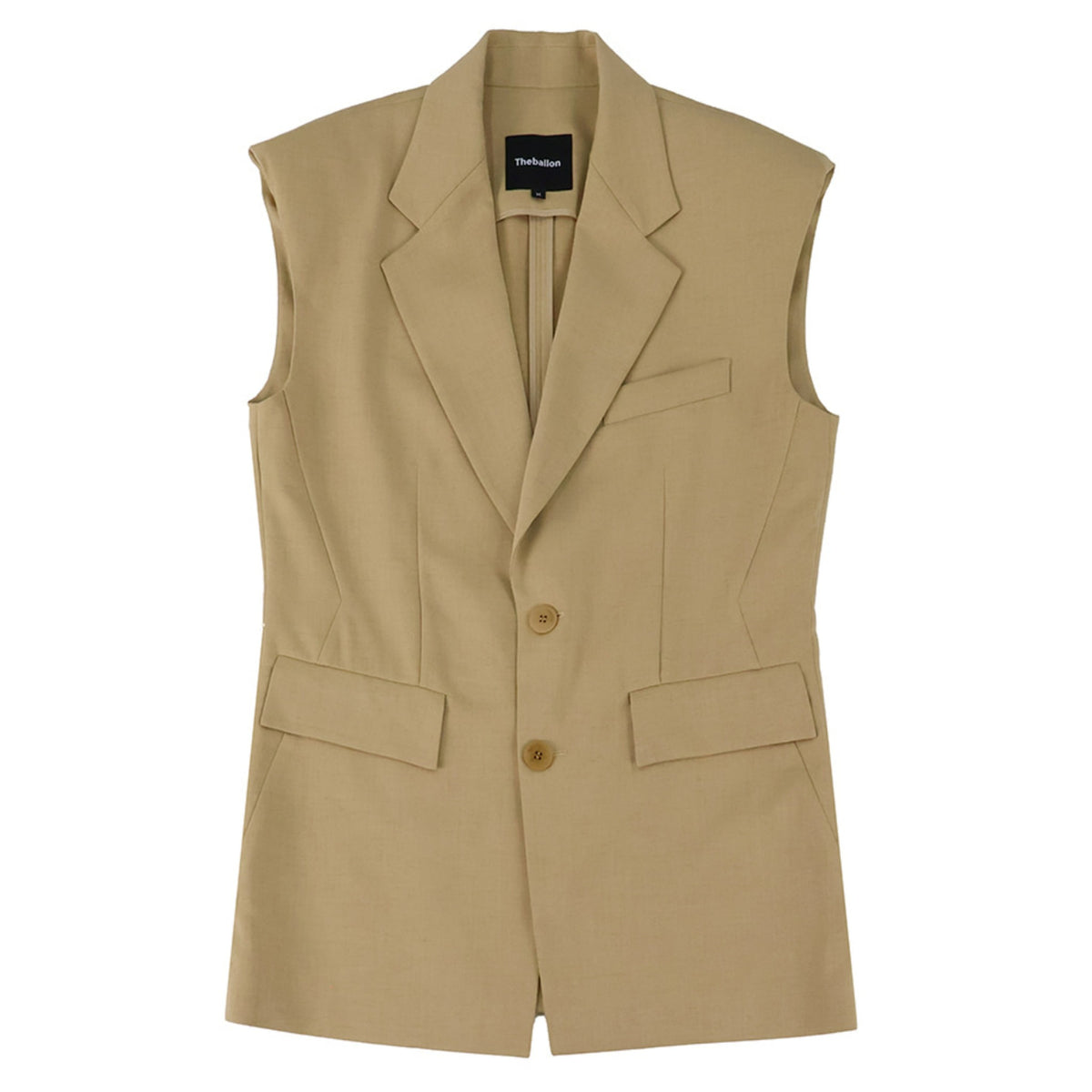 Sleeveless Tailored Blazer - Beige