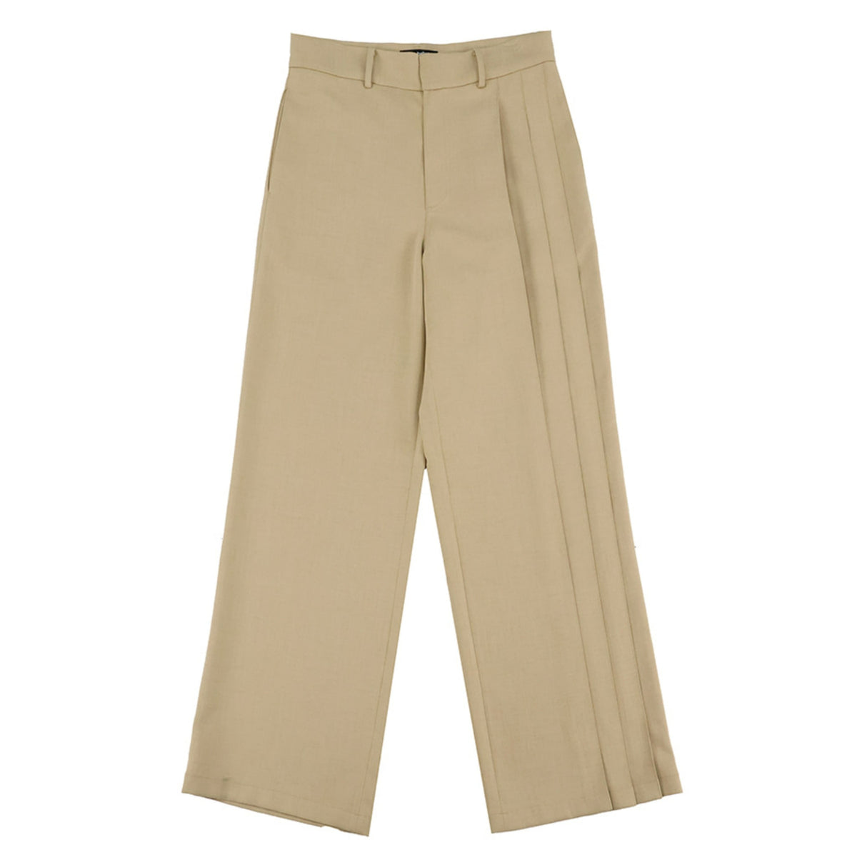 Men's Side Pleats Slacks - Beige