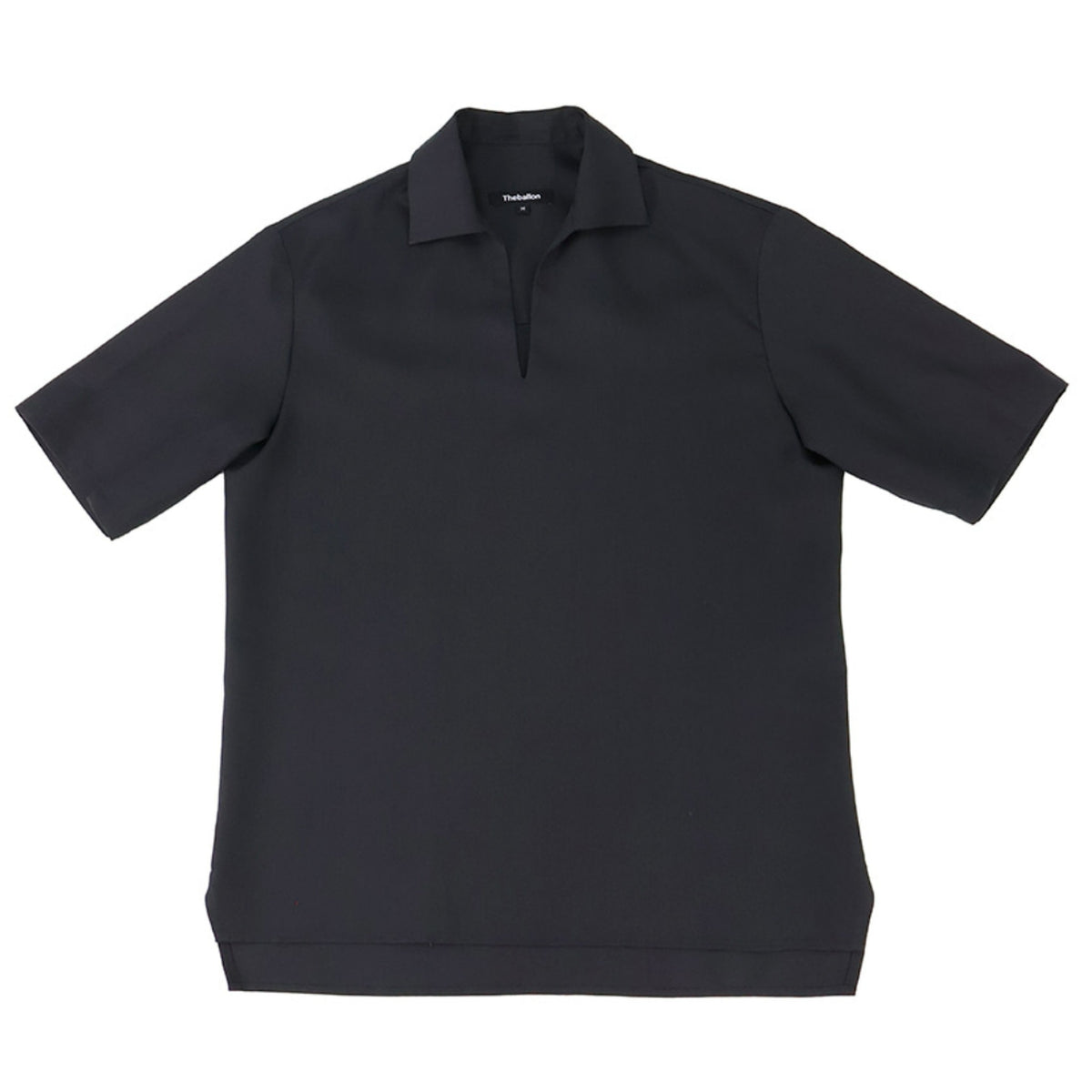 V-Neck Collar Half Shirt - Charcoal
