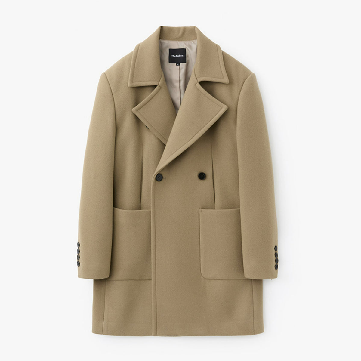 Big Collar Half Coat - Khaki