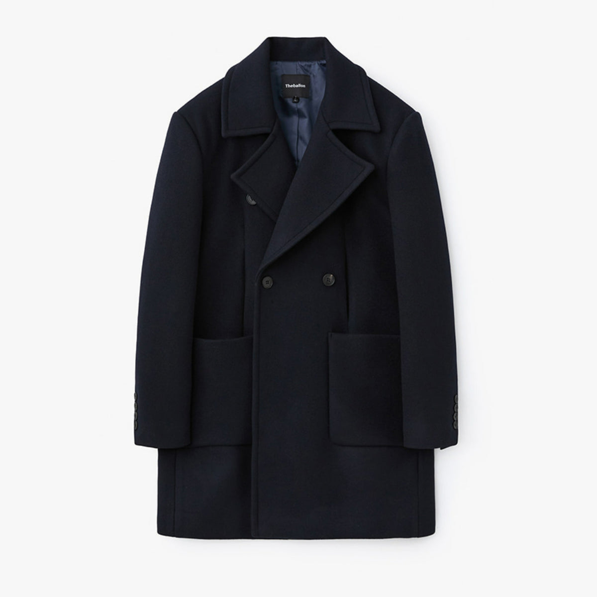 Big Collar Half Coat - Navy