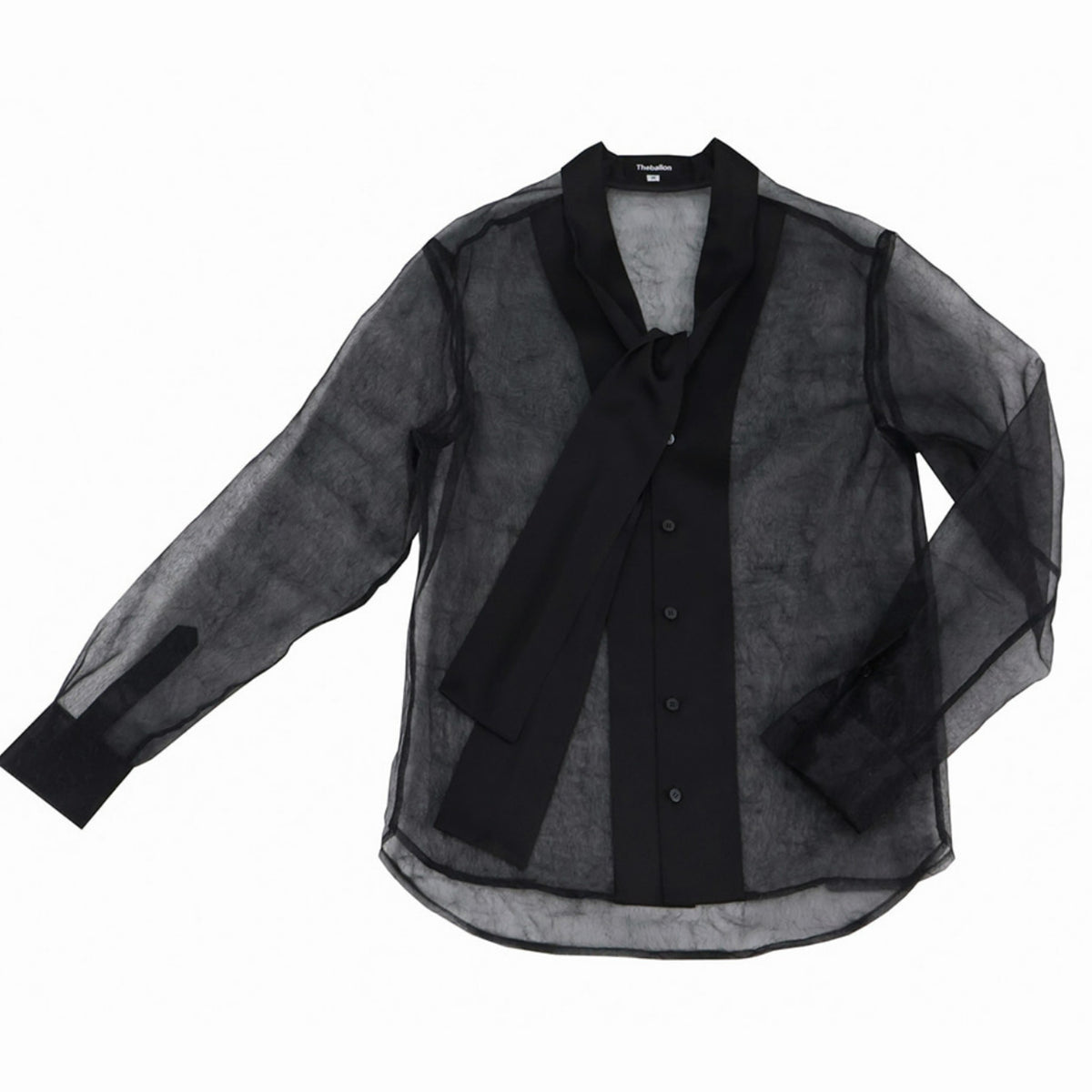 Contrast See-Through Shirt - Black