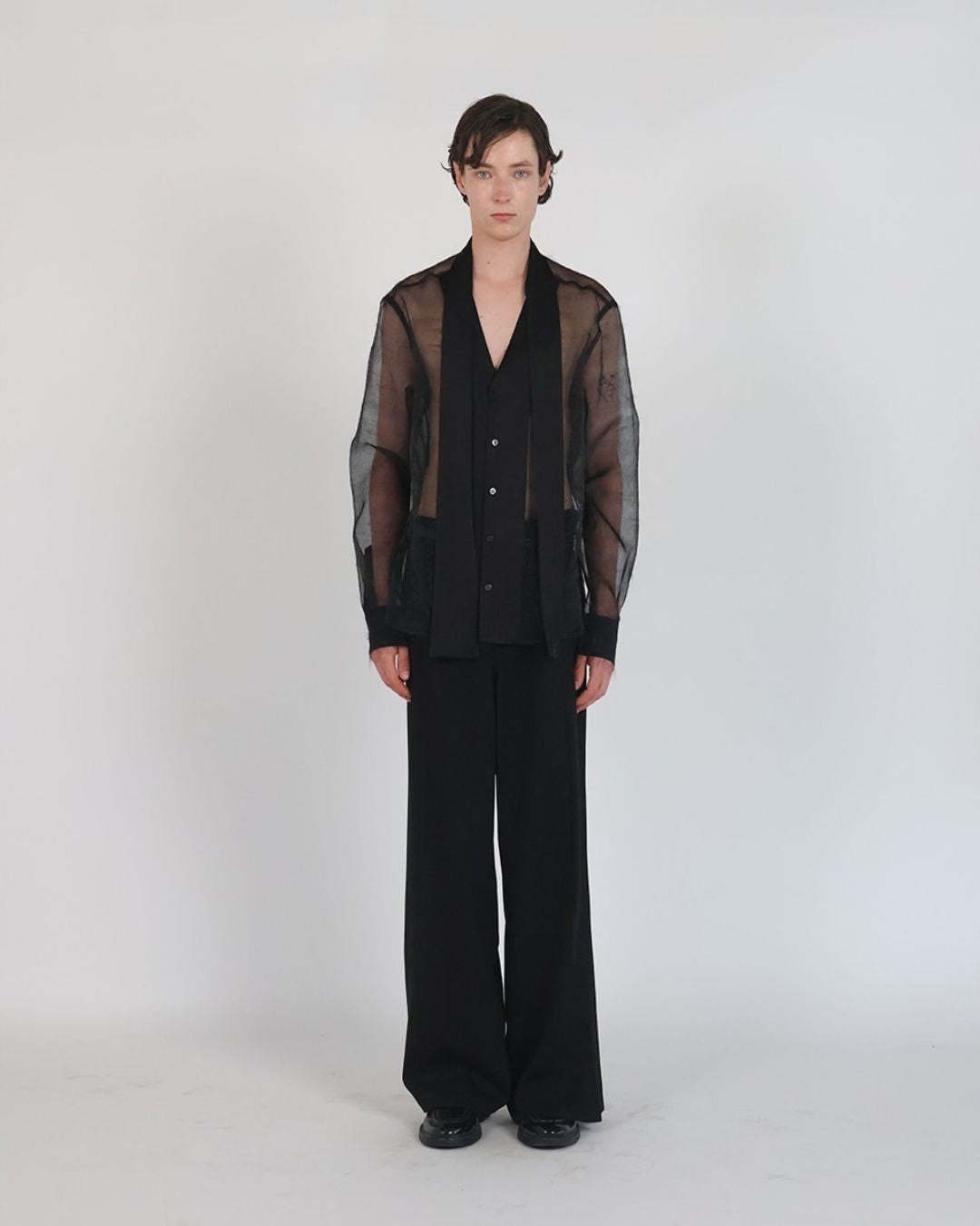 Theballon Contrast See-Through Shirt-5