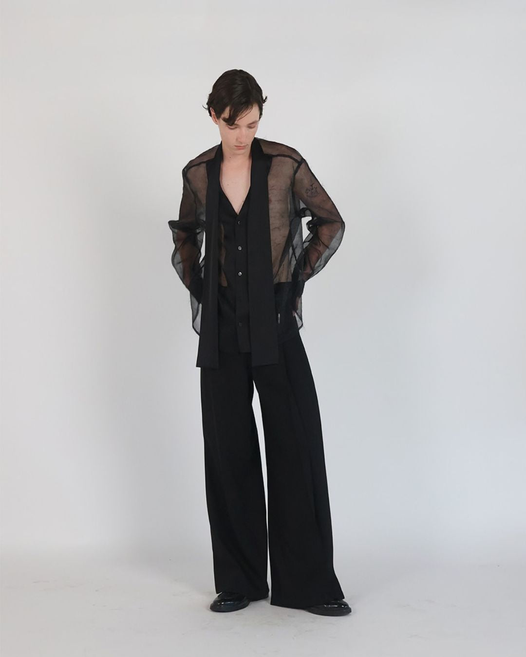 Theballon Contrast See-Through Shirt-6