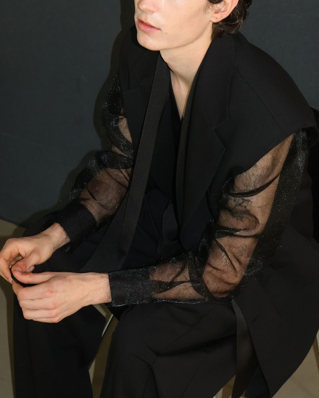 Theballon Contrast See-Through Shirt-9
