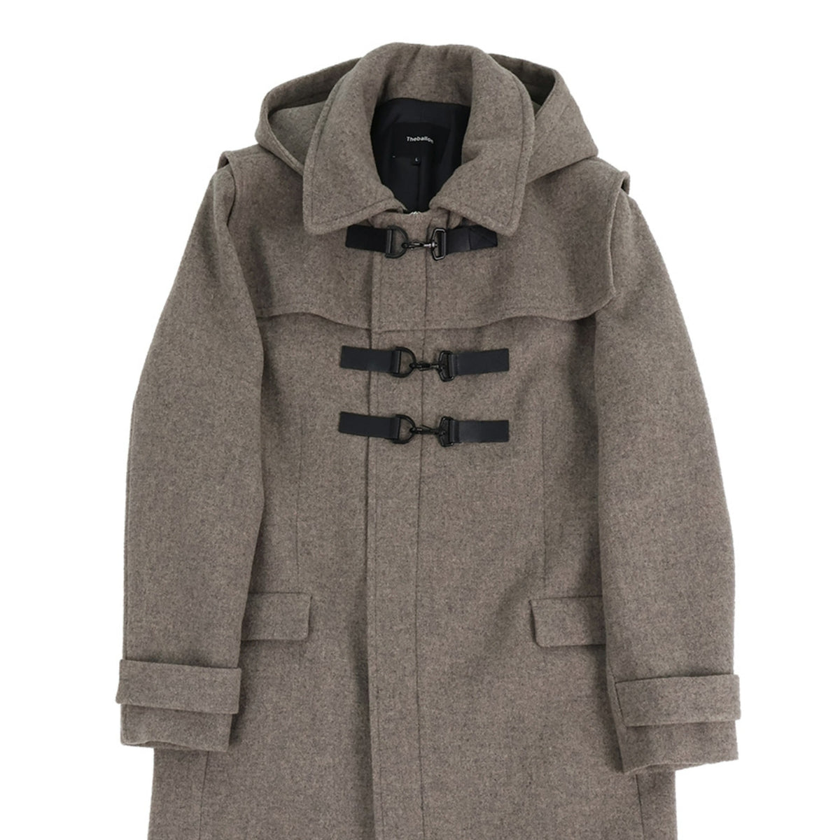 Straight Hood Duffle Long Coat - Gray