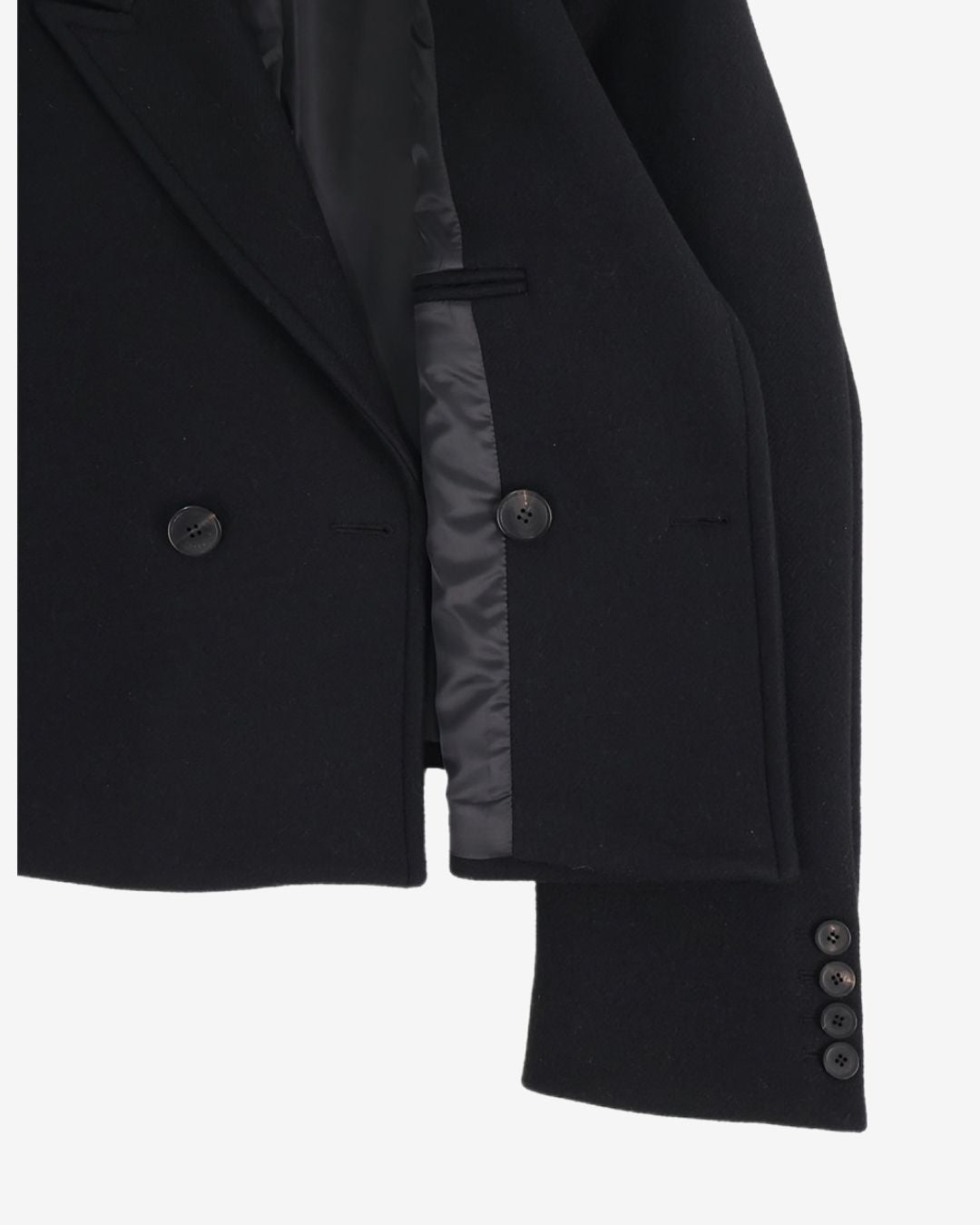 Theballon Double Breasted Cropped Wool Coat-8