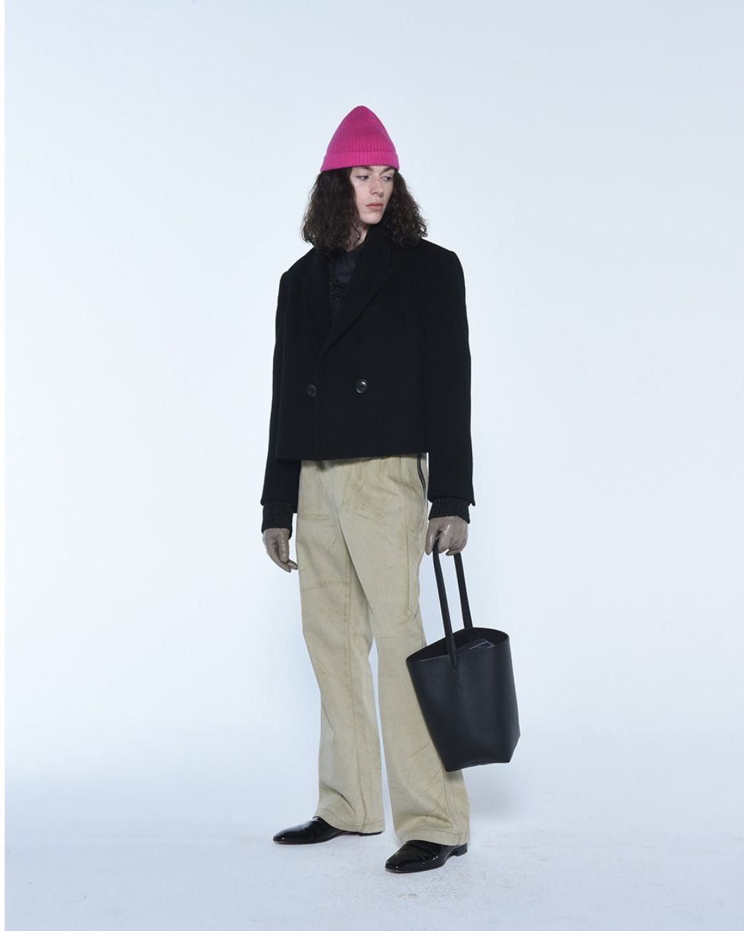 Theballon Double Breasted Cropped Wool Coat-3