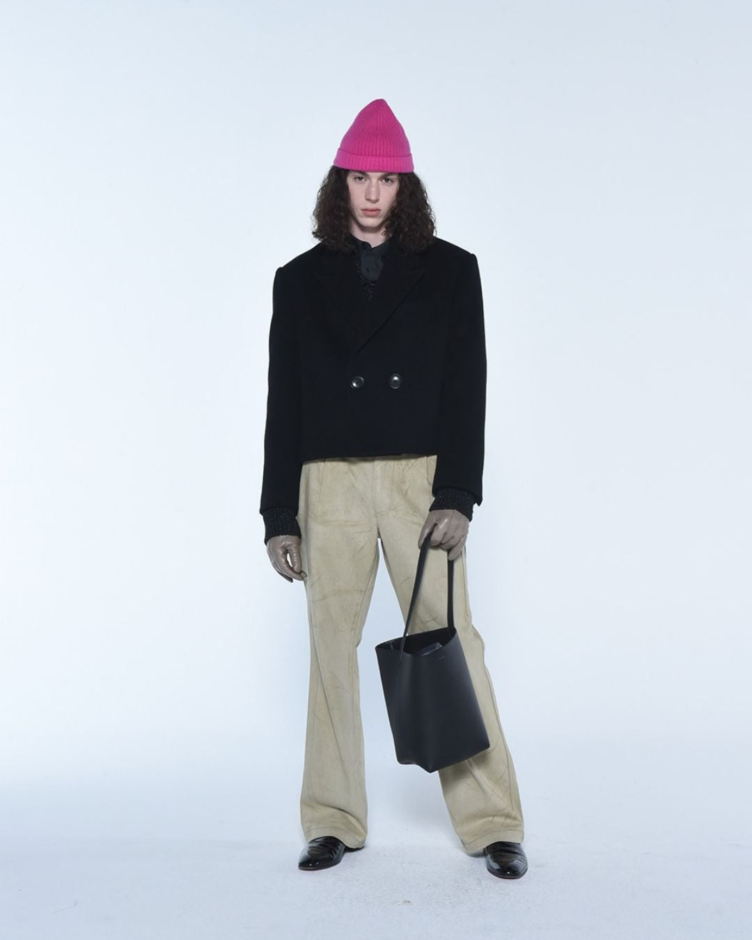Theballon Double Breasted Cropped Wool Coat