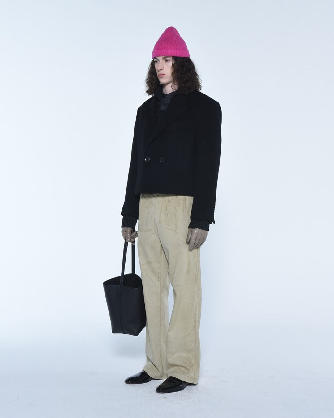Theballon Double Breasted Cropped Wool Coat-4