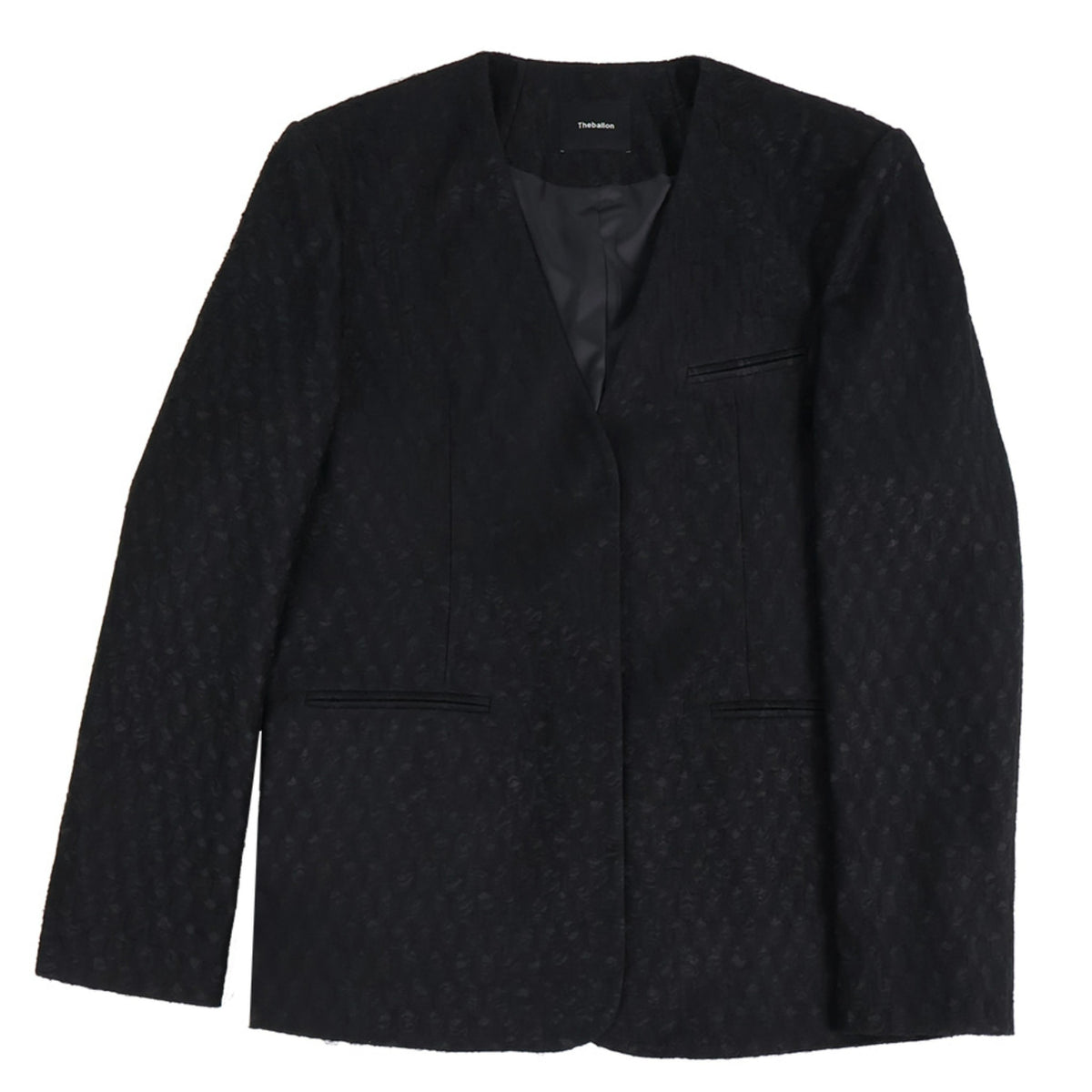 Men's Collarless Tailored Jacket - Black