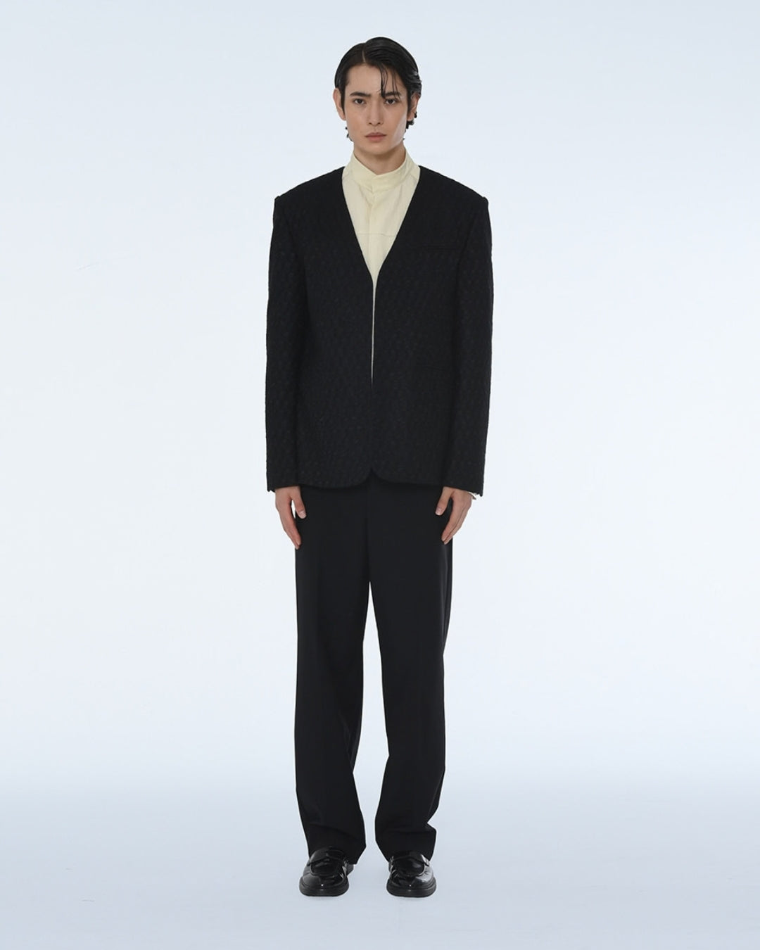Theballon Men's Collarless Tailored Jacket-4