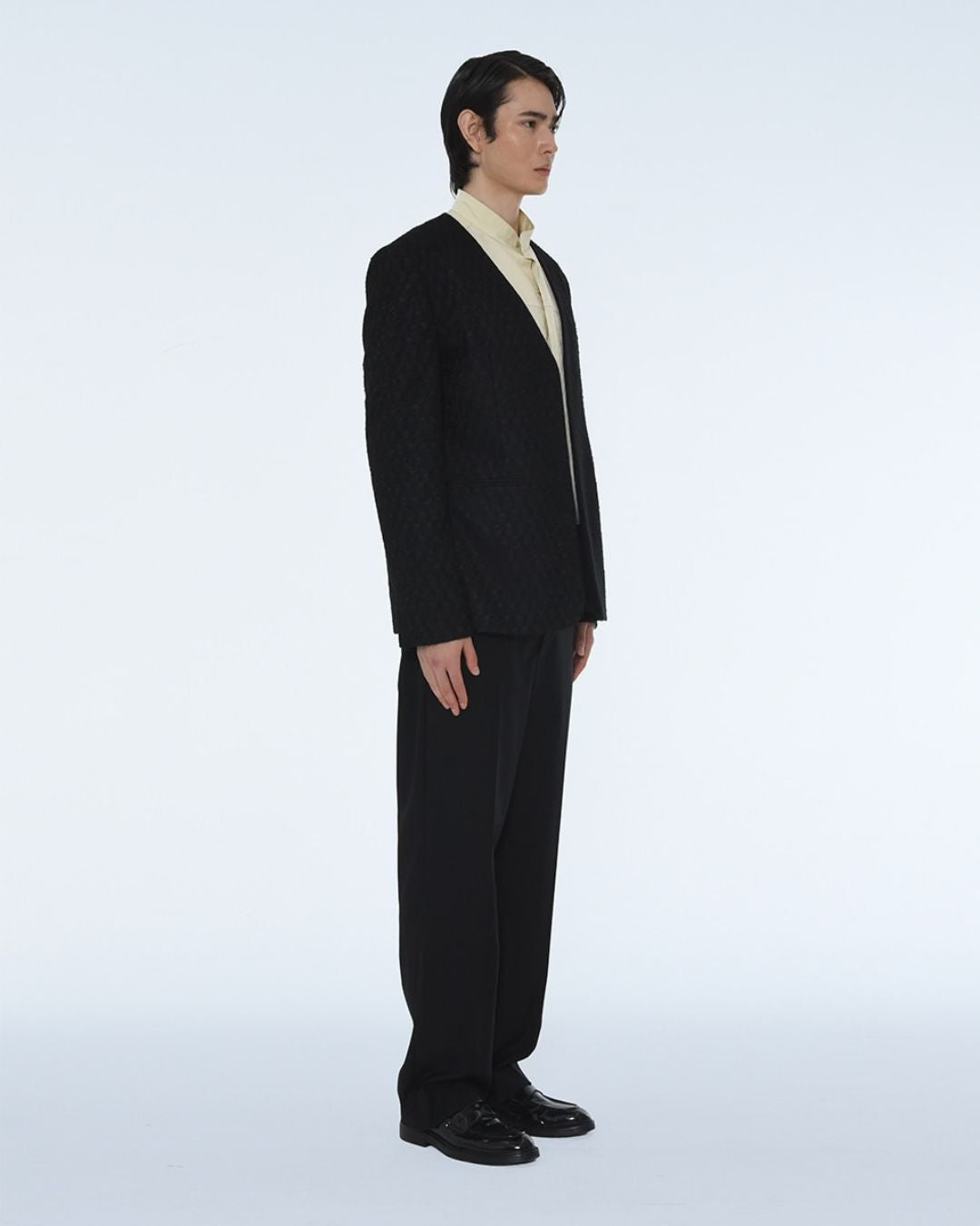 Theballon Men's Collarless Tailored Jacket-5