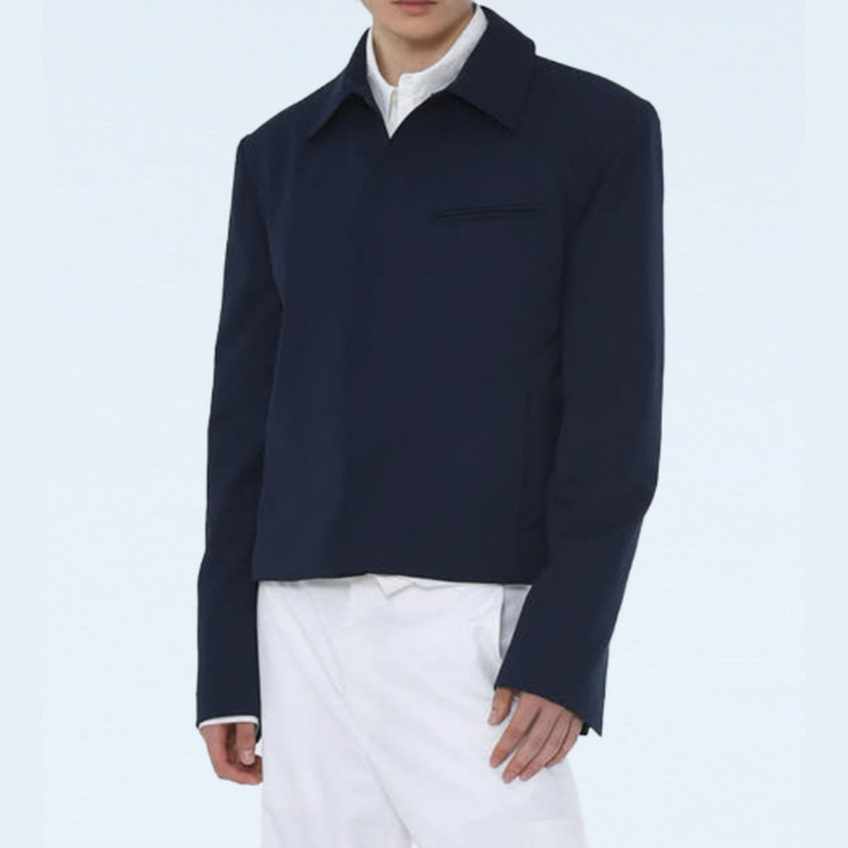Men's Snap Button Collar Jacket - Navy