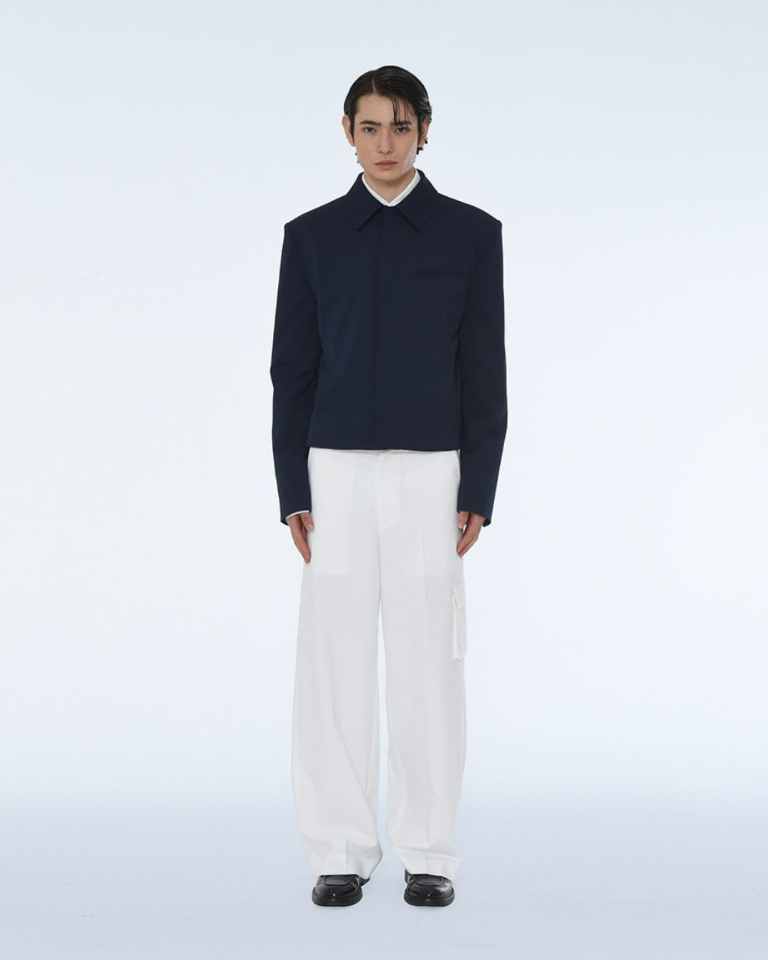 Theballon Men's Snap Button Collar Jacket
