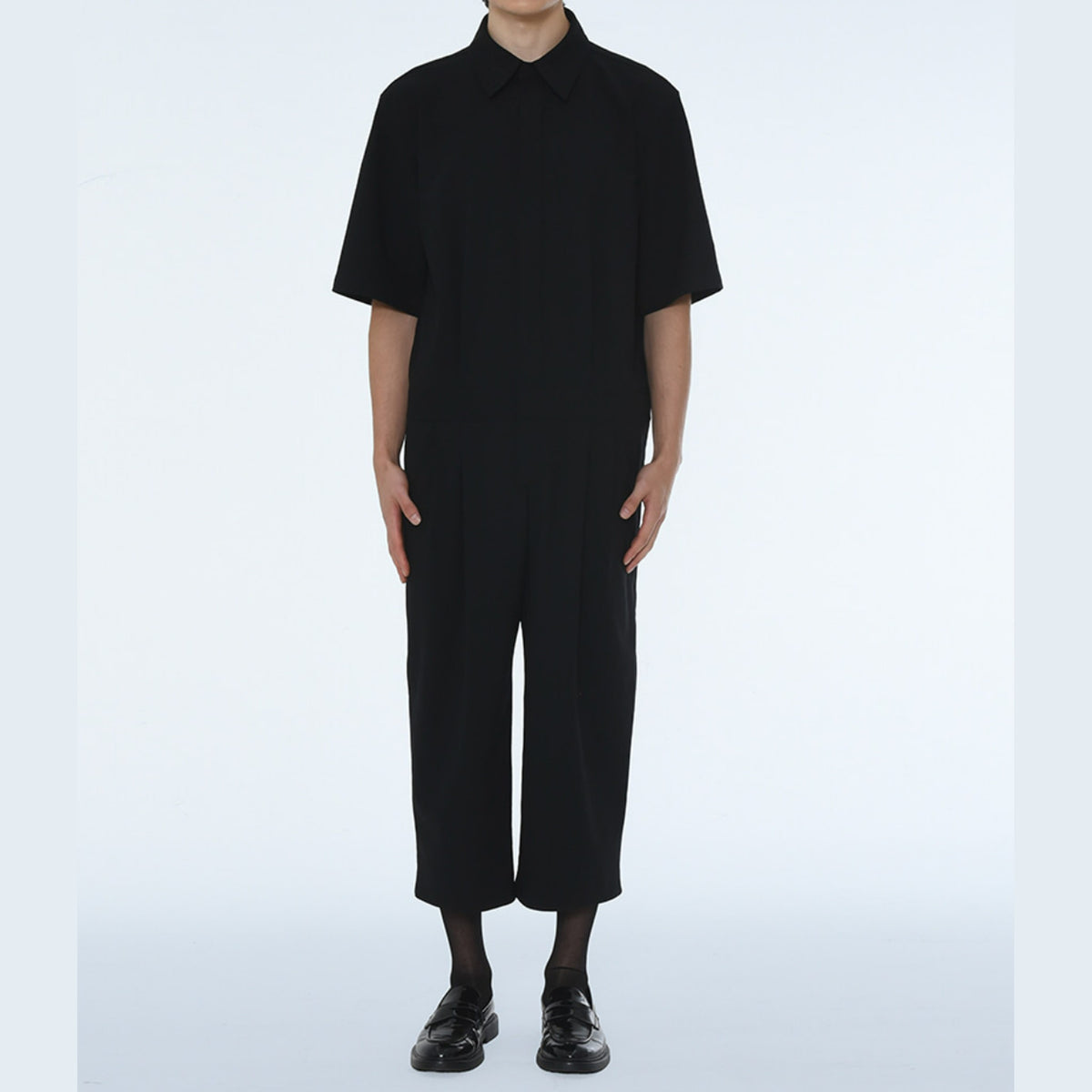Men's Two-Tuck Tailored Collar Jumpsuit - Black