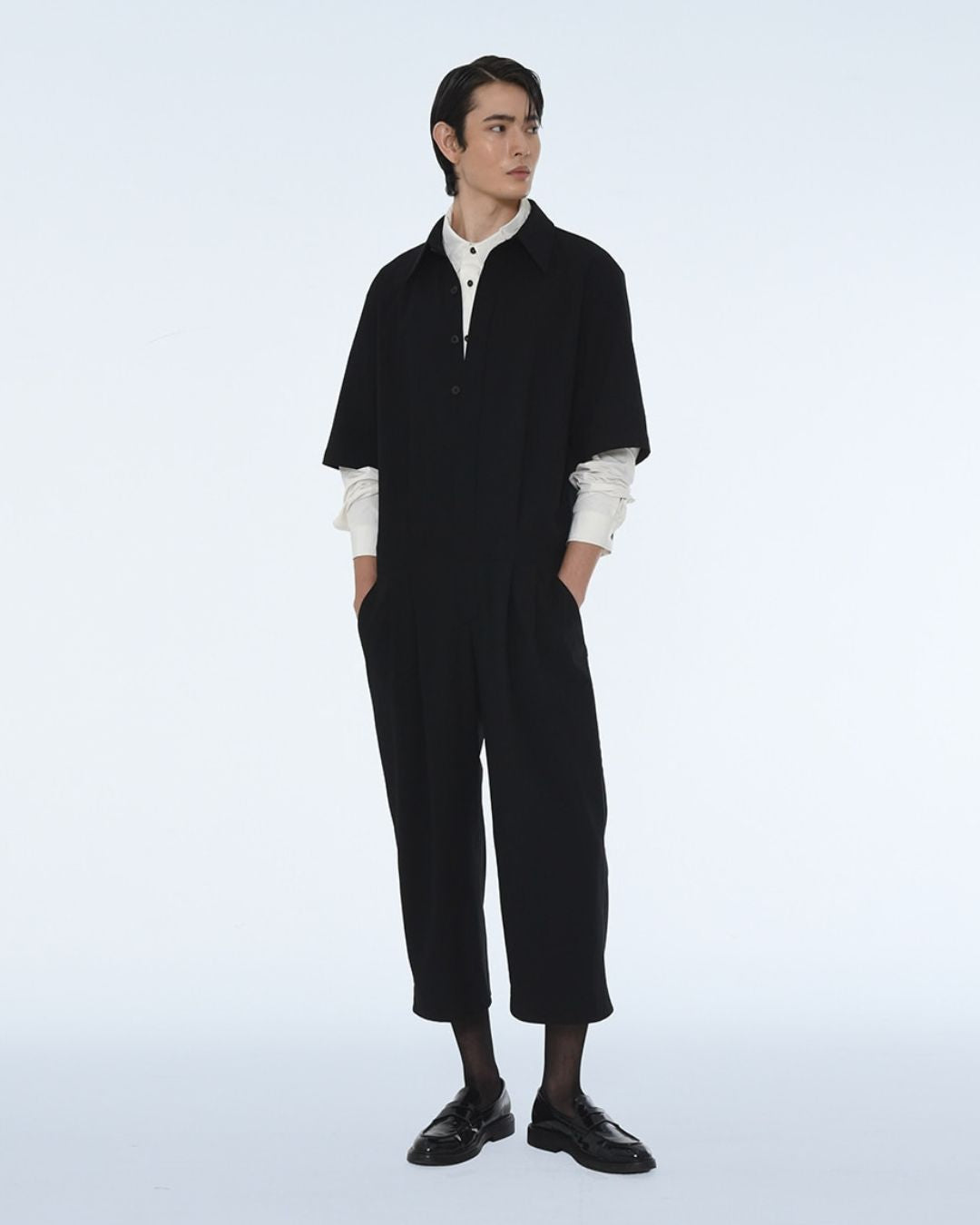 Theballon Men's Two-Tuck Tailored Collar Jumpsuit-3