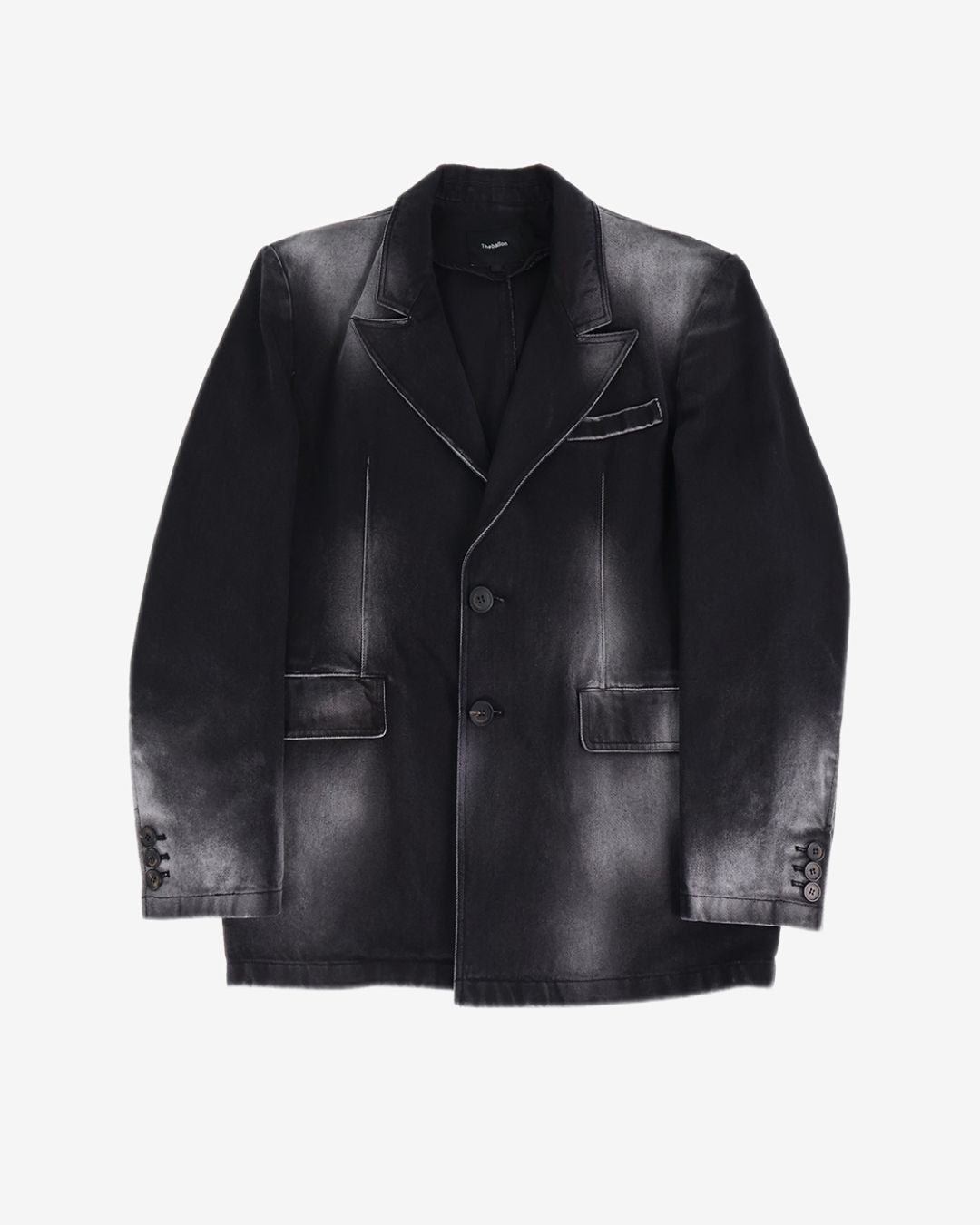 Theballon Men's Destroyed Black Denim Jacket