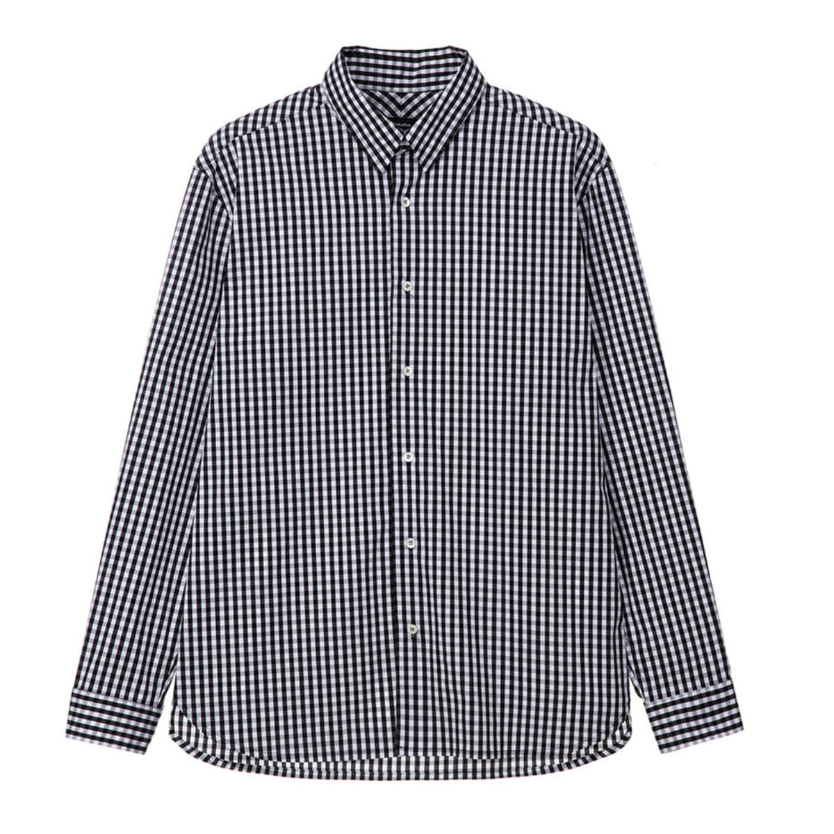 Collar Strap Gingham Check Shirt - Black