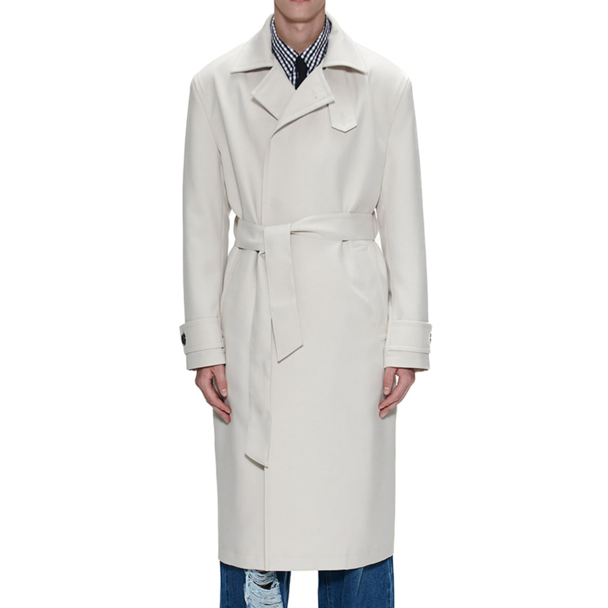 Balmacaan Long Trench Coat - Beige