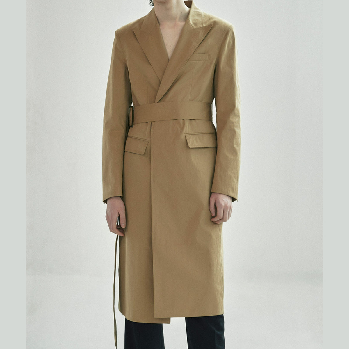 Men's Matt Trench Coat - Beige