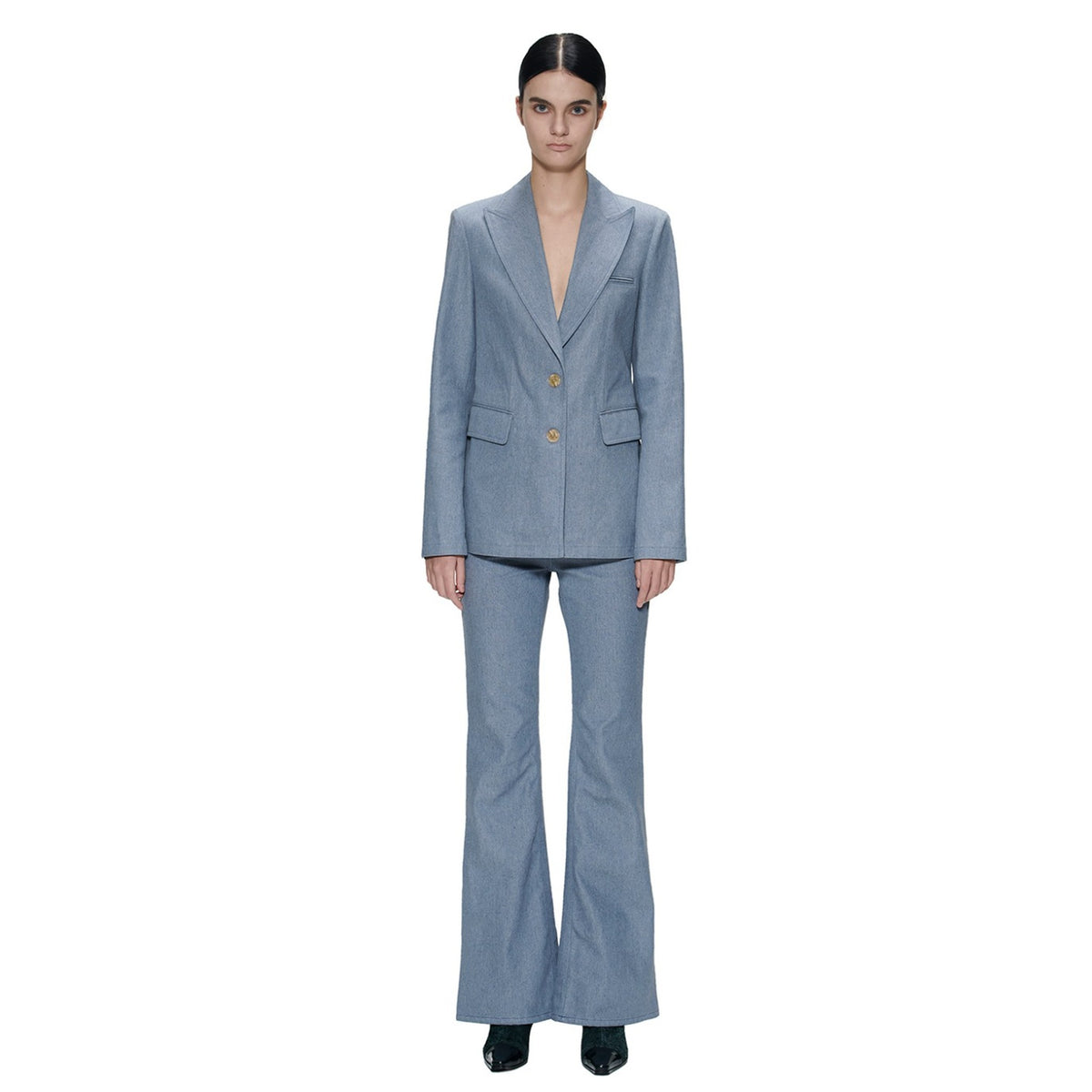 Classy Denim Blazer - Sky Blue