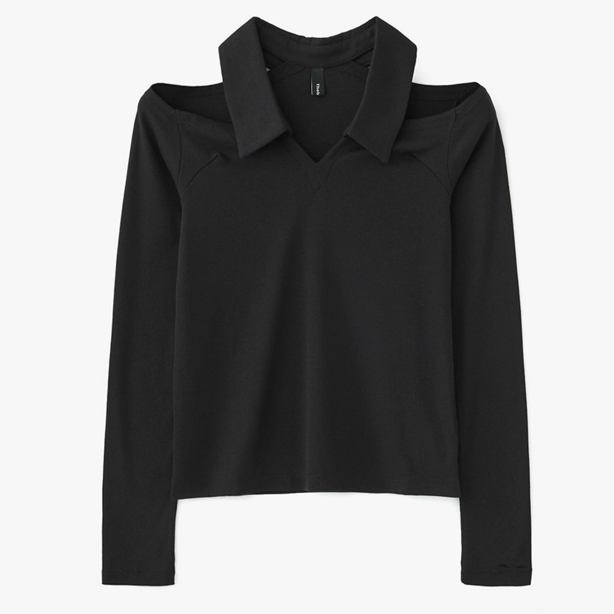 V-Neck Open Long Sleeve - Black