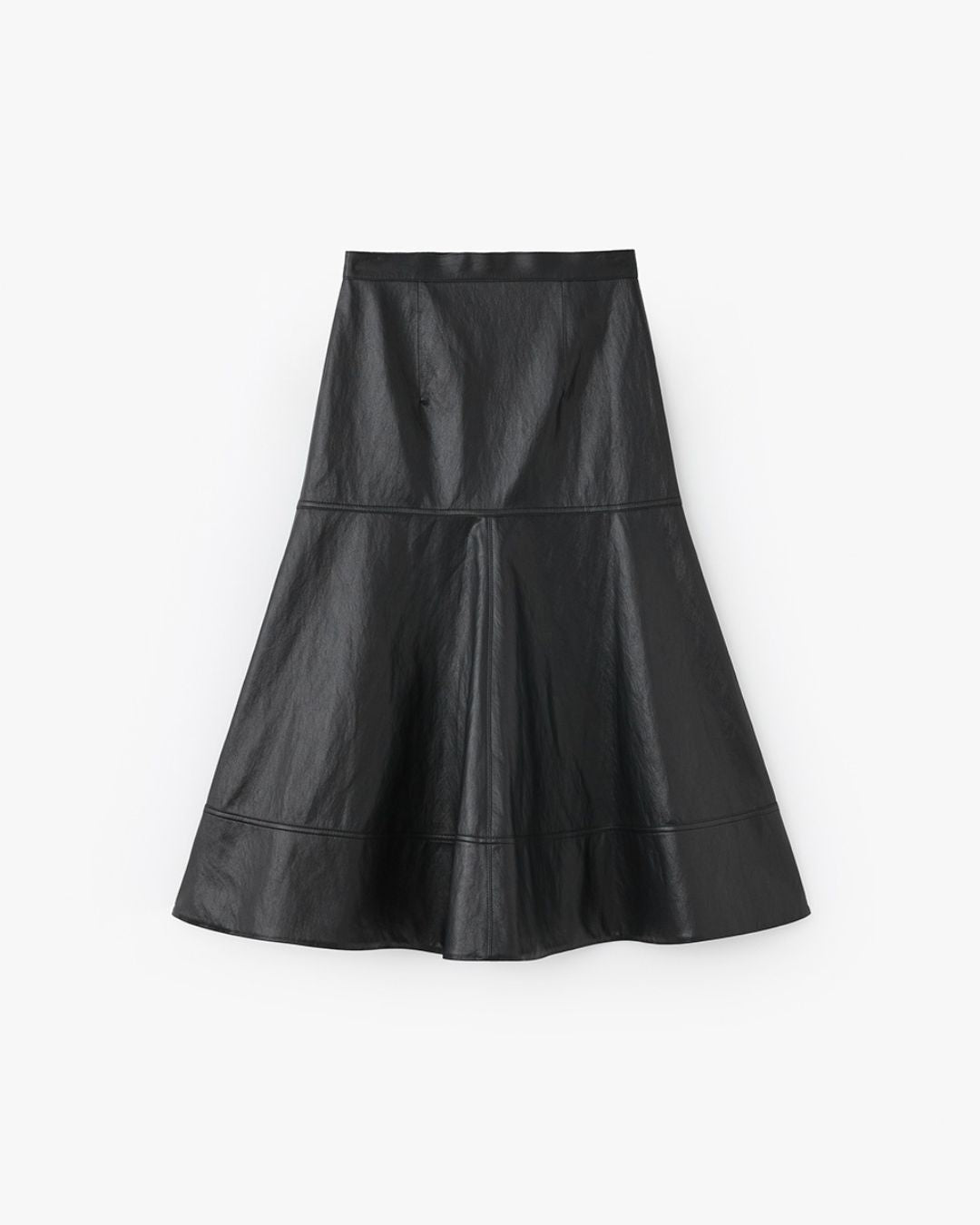Theballon Leather Flared Skirt