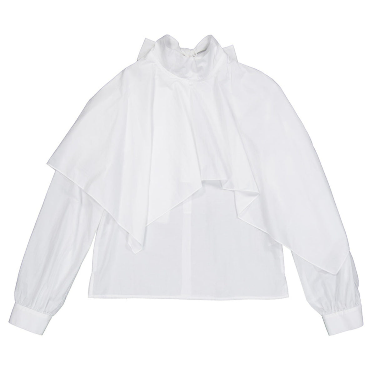 Ribbon Poncho Blouse - White