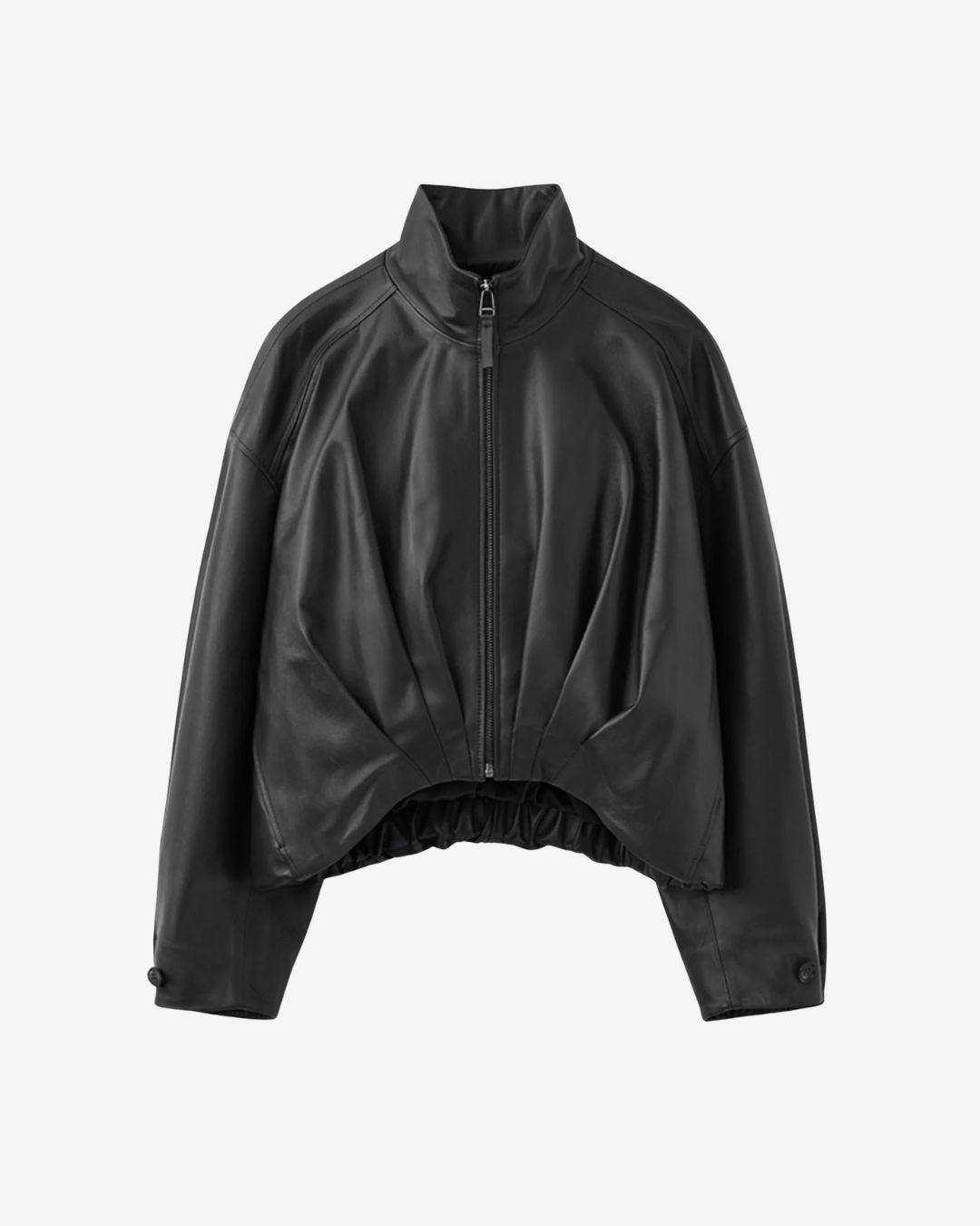 Theballon Gathered Leather Jacket