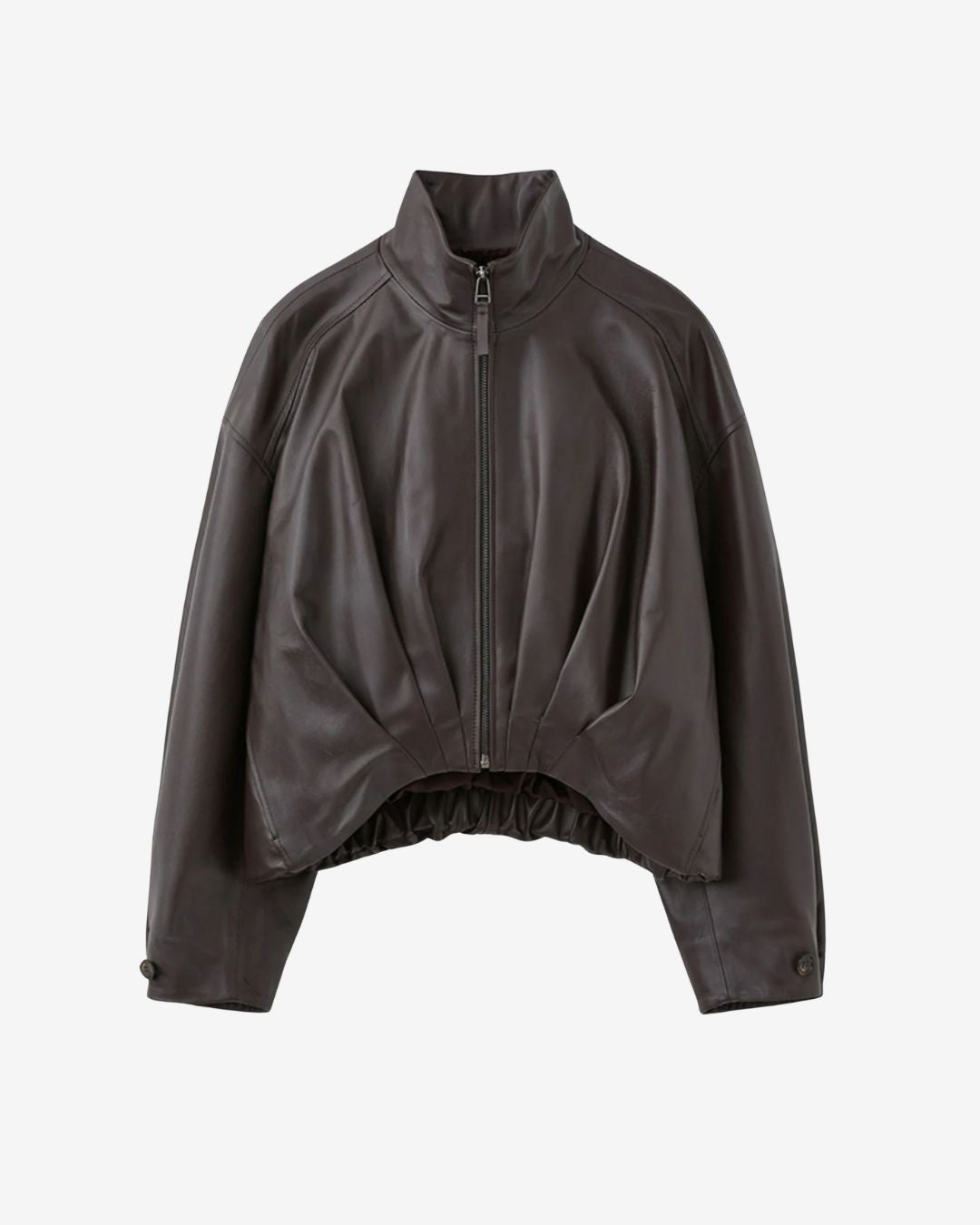 Theballon Gathered Leather Jacket