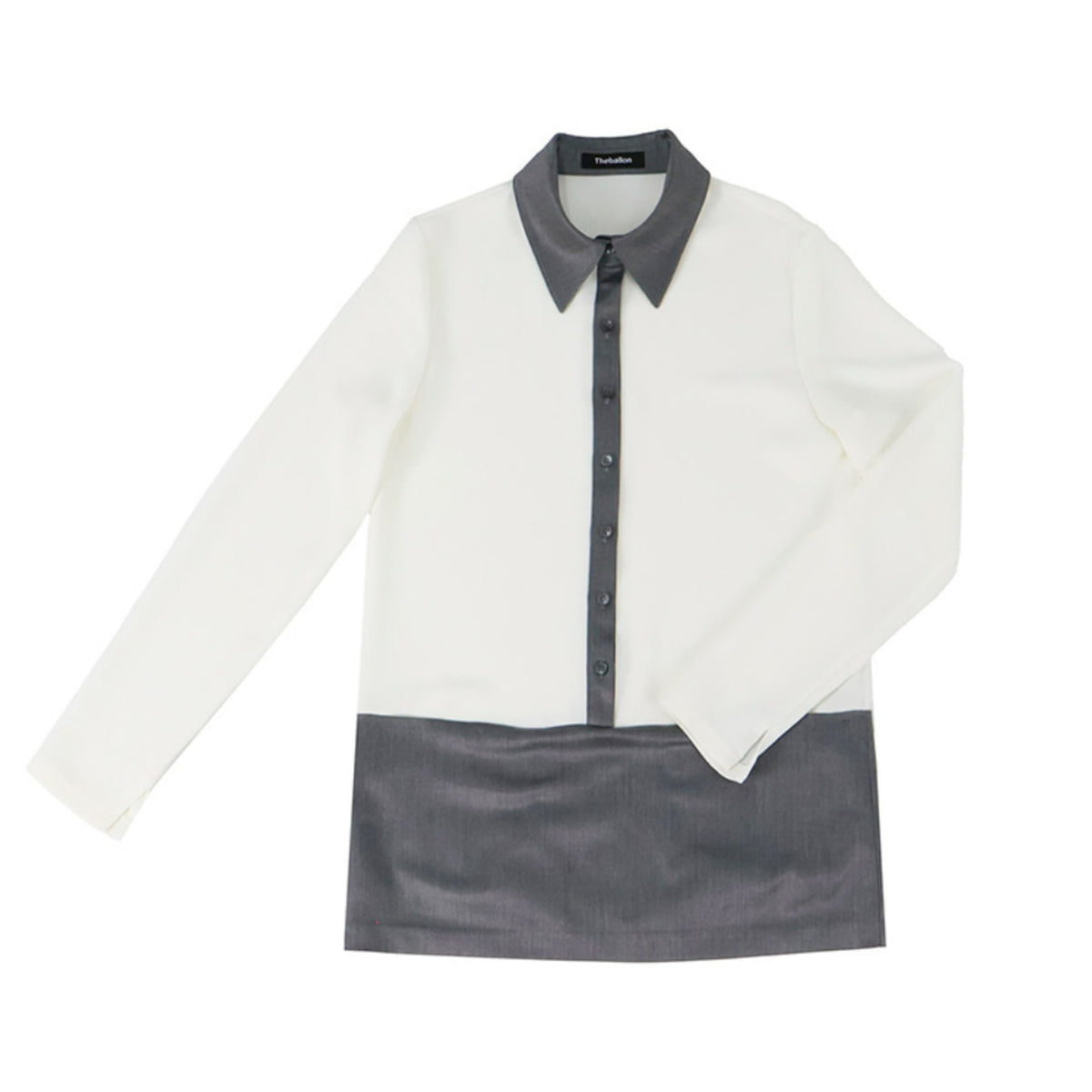 Contrast Collar Shirt / Dress - Silver