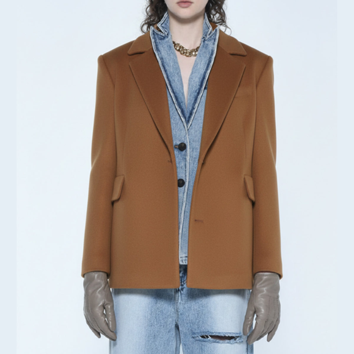 Fox Wool Single Blazer - Camel
